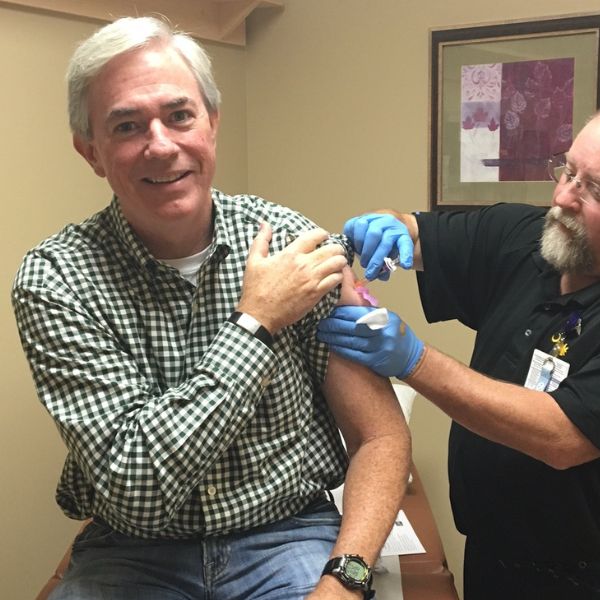 Kevin Rooney gets vaccinated