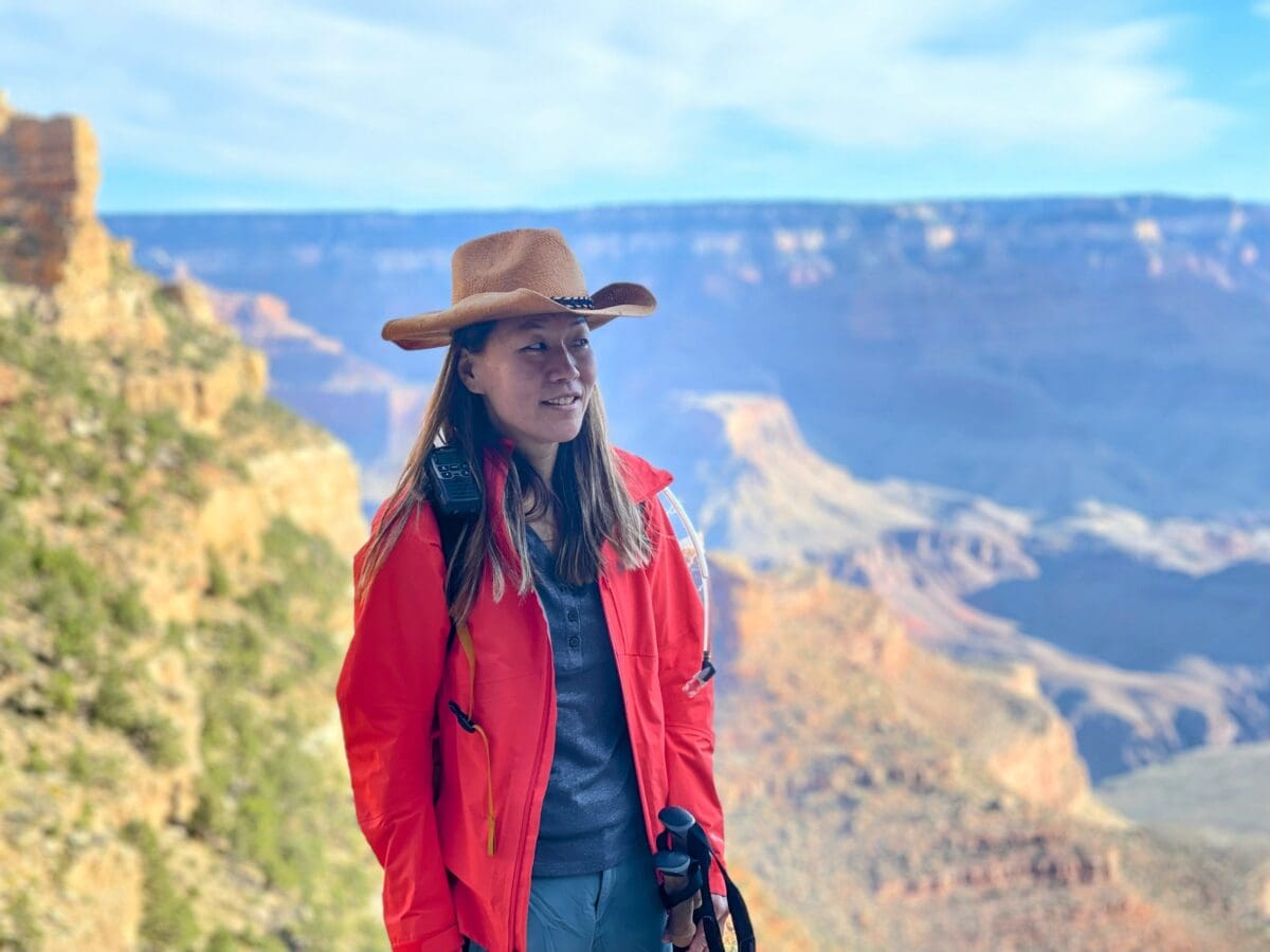 Vivian wearing cowboy hat at Grand Canyon